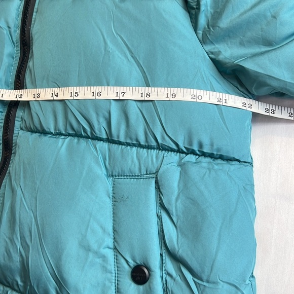 madden girl Short Puffer turquoise, green,/ blue fleece Lined Hood Jacket/Coat M - Picture 12 of 13